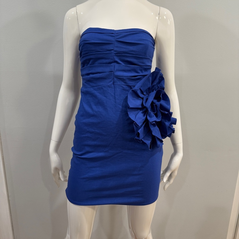 Zara Blue Ruffled Mini Dress Bloggers Fav - Picture 2 of 9
